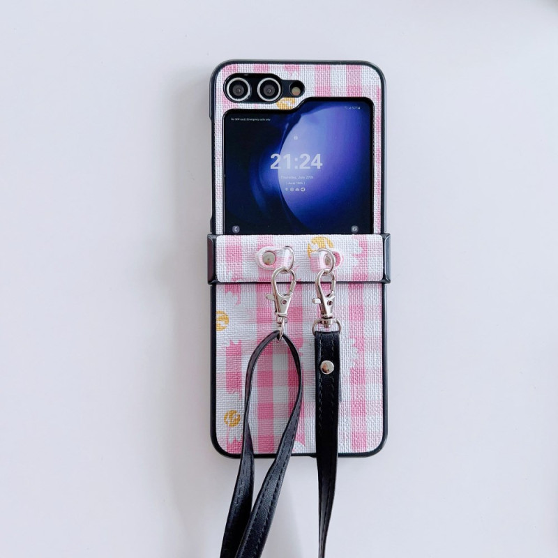Funda Samsung Galaxy Z Flip 7 FE / Z Flip 6 Estampados florales y a cuadros con bandolera