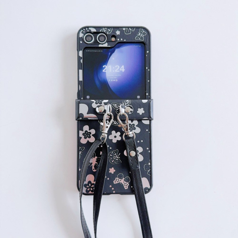 Funda Samsung Galaxy Z Flip 7 FE / Z Flip 6 Floral con bandolera