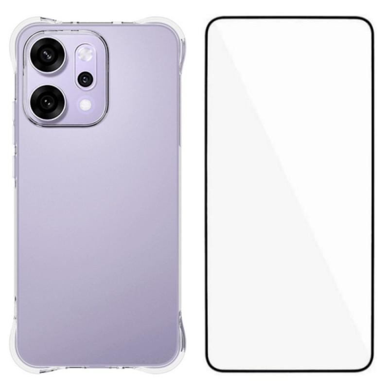 Oppo Reno 14 Pro 5G Funda transparente con protector de pantalla de cristal templado