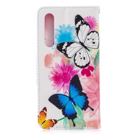 Portada Huawei P30 Mariposas y flores pintadas