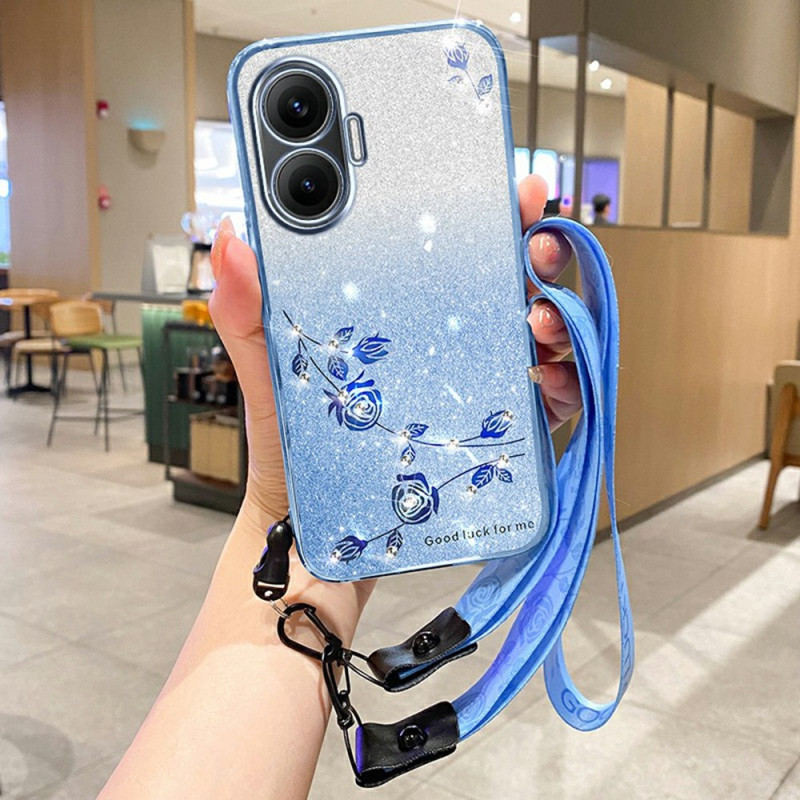 Funda de cordón Poco F7 Flower and Strass