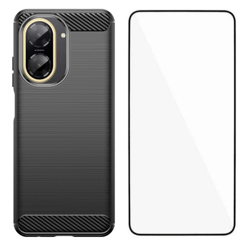 Xiaomi Redmi A5 Funda de fibra de carbono cepillada con protector de pantalla