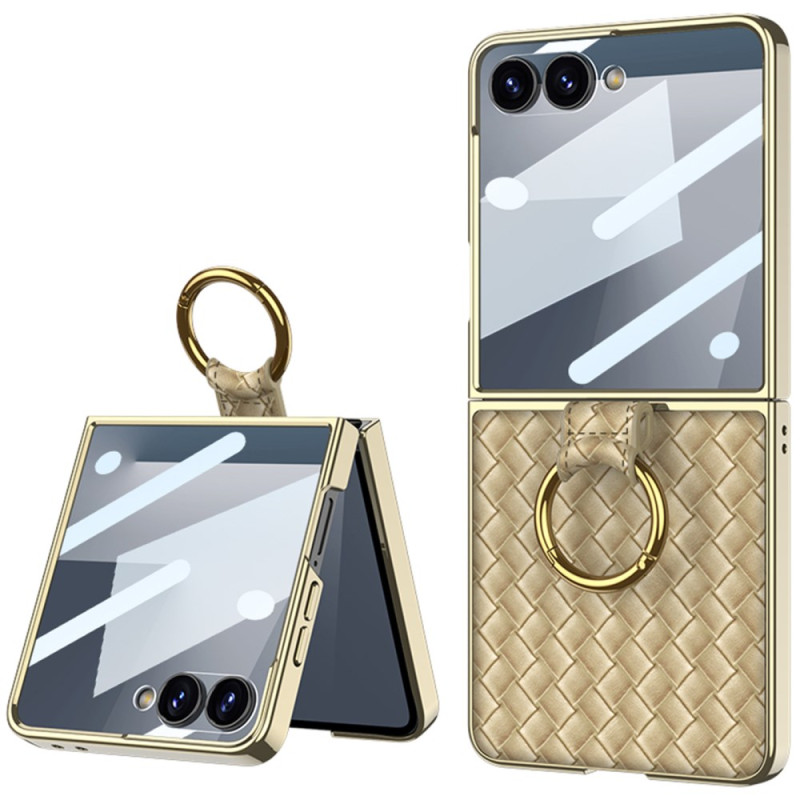 Funda Samsung Galaxy Z Flip 7 Woven Texture con anillo de soporte