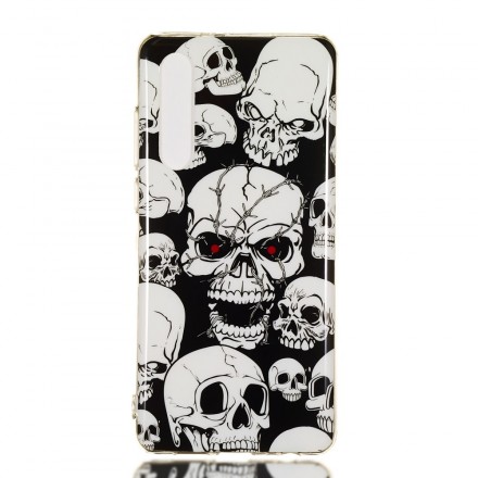 Funda de calaveras fluorescentes Huawei P30 Caution