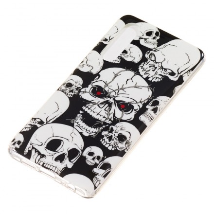 Funda de calaveras fluorescentes Huawei P30 Caution