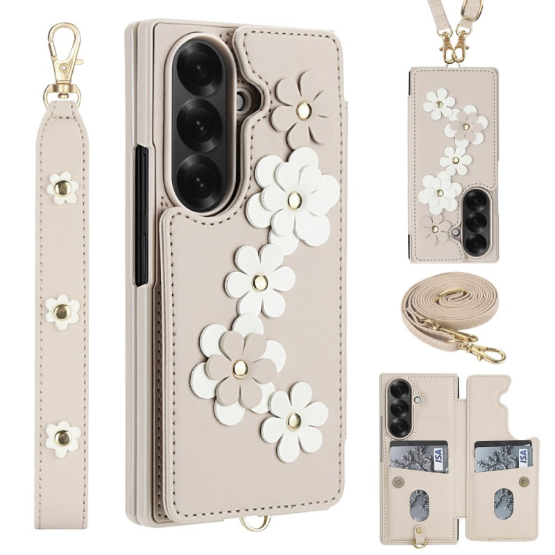 Samsung Galaxy Z Fold 7 5G 3D Floral Funda Tarjetero y Soporte