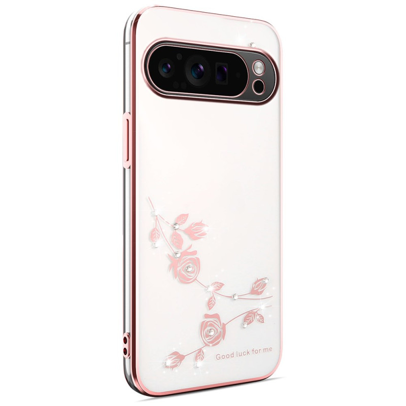 Funda para Google Pixel 10 Pro XL Decoración floral y strass