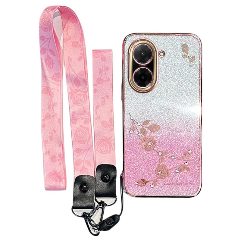 Funda Poco C71 4G Flores y strass y correas KADEM
