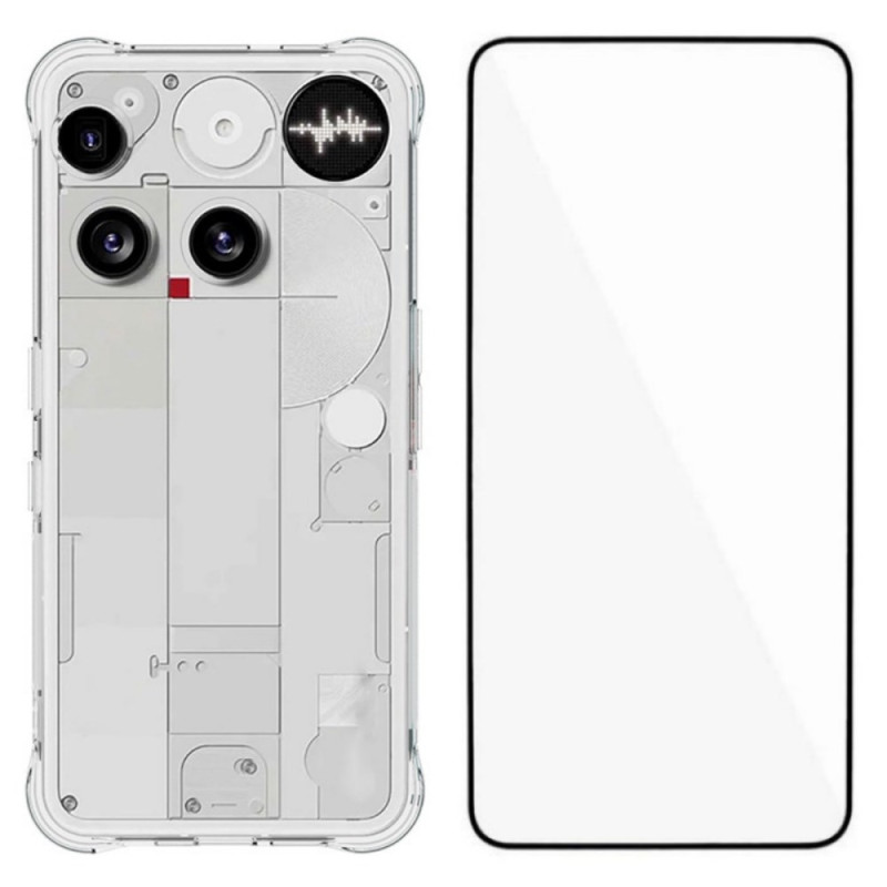 Funda transparente para teléfono Nothing (3) con protector de pantalla