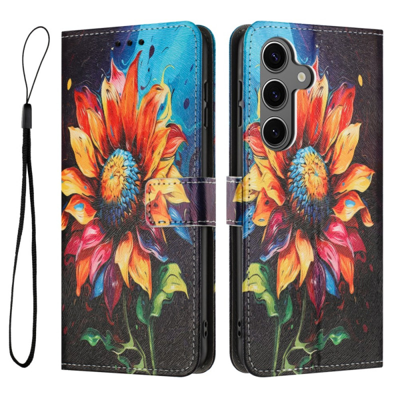 Samsung Galaxy S25 FE Funda de pintura de girasol con colgante
