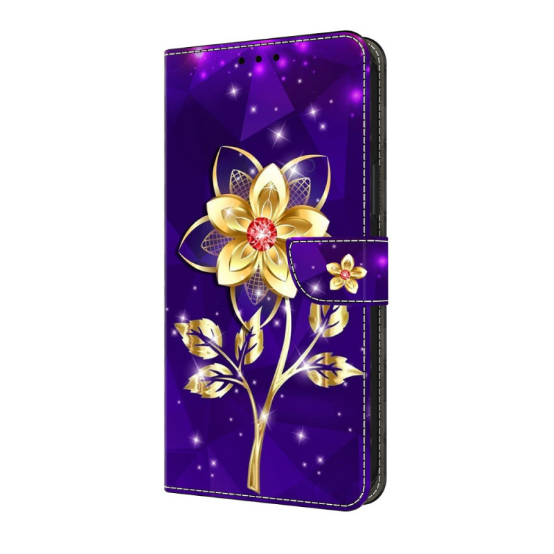 Funda Samsung Galaxy S25 FE Flores doradas sobre fondo morado