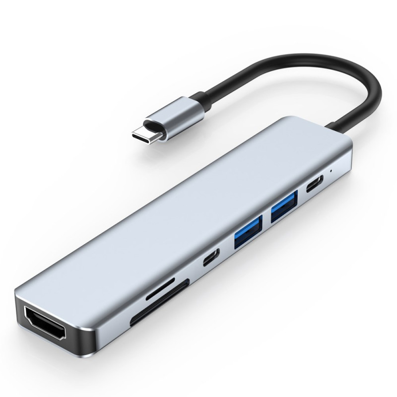 Estación de acoplamiento USB-C 7 en 1: concentrador multipuerto portátil