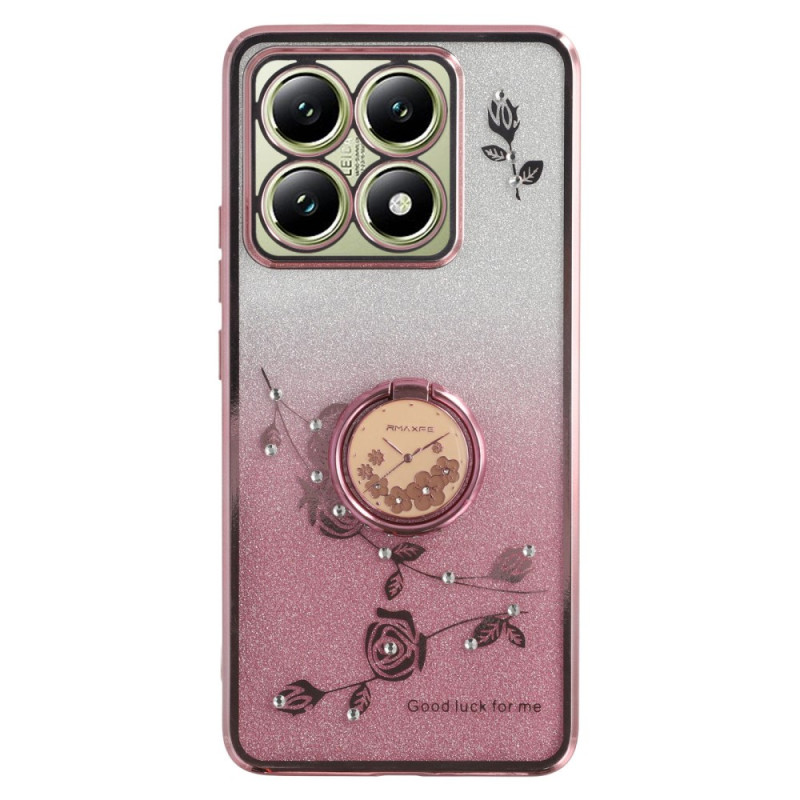 Xiaomi 14T Caso Flor y Strass Anillo de Soporte KADEM