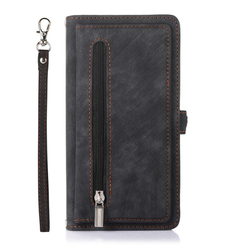Funda iPhone 17 efecto ante con cartera con cremallera