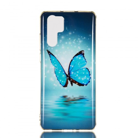 Huawei P30 Pro Funda Mariposa Azul Fluorescente