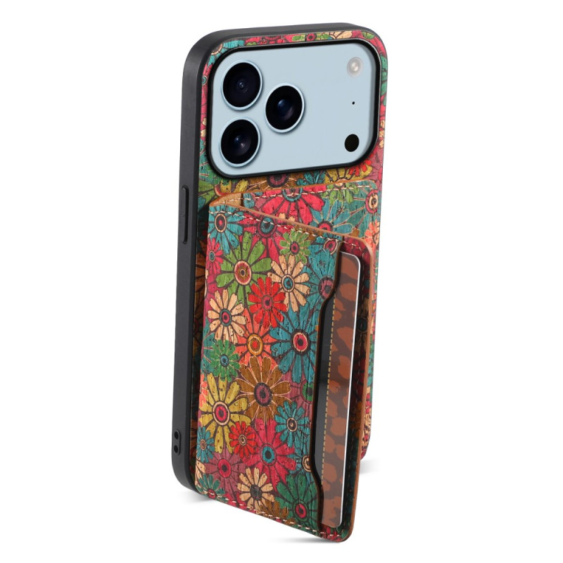 Funda iPhone 17 Pro con estampado floral y soporte integrado