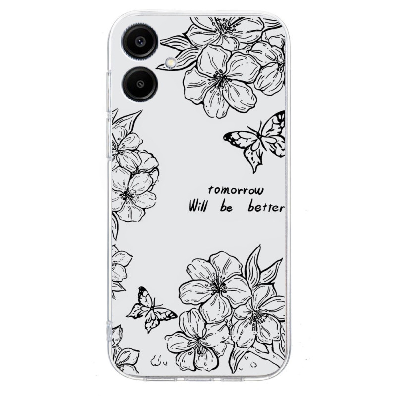 Funda Samsung Galaxy A07 con estampado floral en blanco y negro