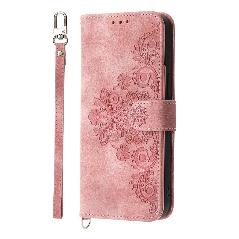 Funda Samsung Galaxy A07 de encaje efecto ante con colgante
 y bandolera