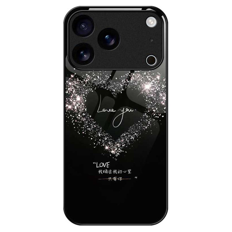 iPhone 17 Pro Max Hard Cover Cristal Corazón Negro