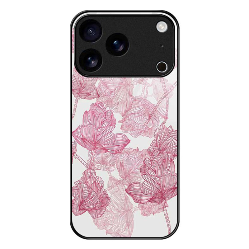 Funda de cristal templado Floralie Rosa para el iPhone 17 Pro Max