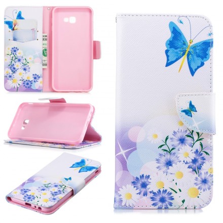 Funda Samsung Galaxy J4 Plus Pintada Mariposas y Flores Funda Samsung Galaxy J4 Plus Pintada Mariposas y Flores