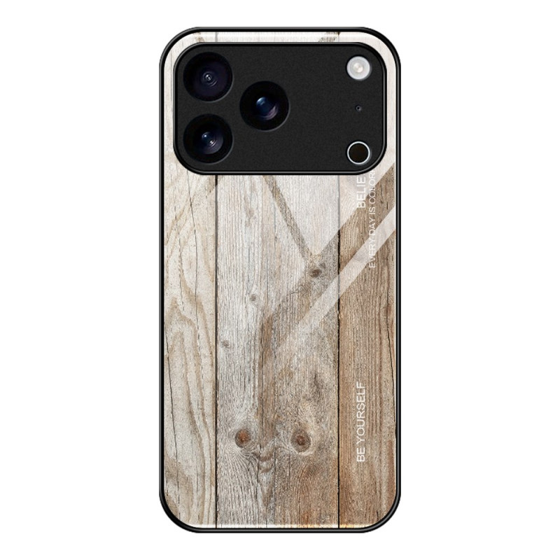 Funda de cristal templado efecto madera iPhone 17 Pro Max