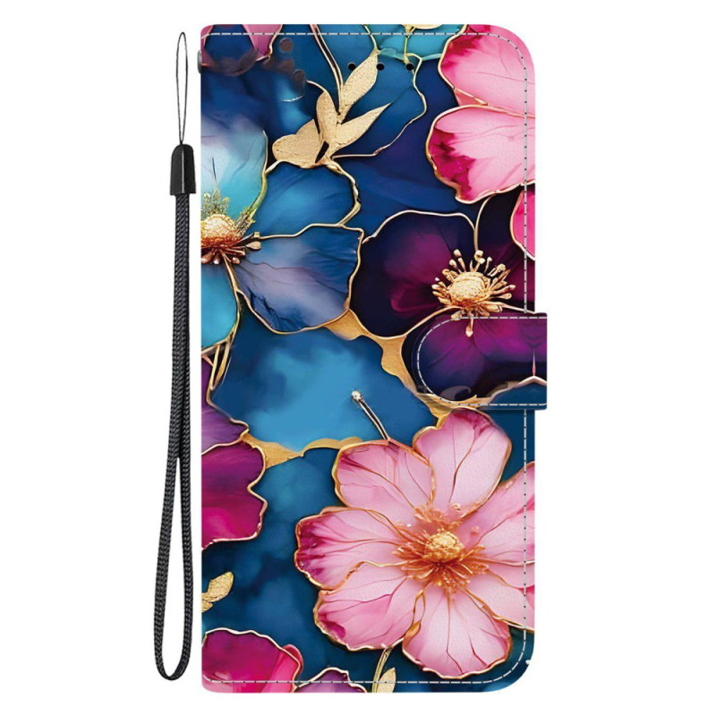 Moto G86 5G Funda Patrón Floral Azul y Oro