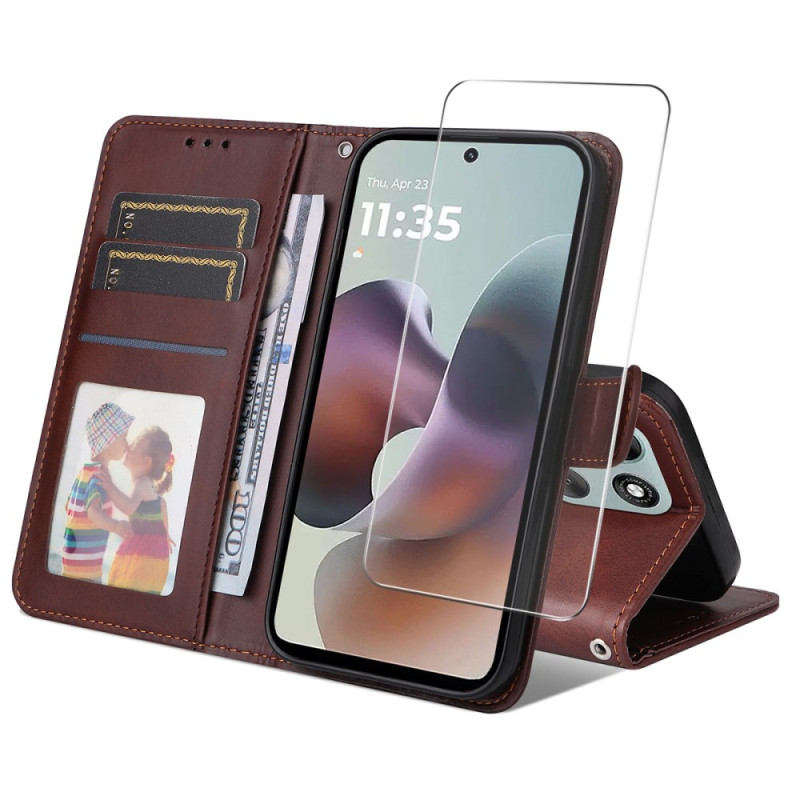 Moto G86 5G / G 86 Power 5G Funda de polipiel con protector de pantalla