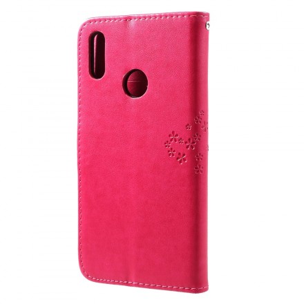 Funda Huawei Y7 2019 Árbol y búhos con colgante