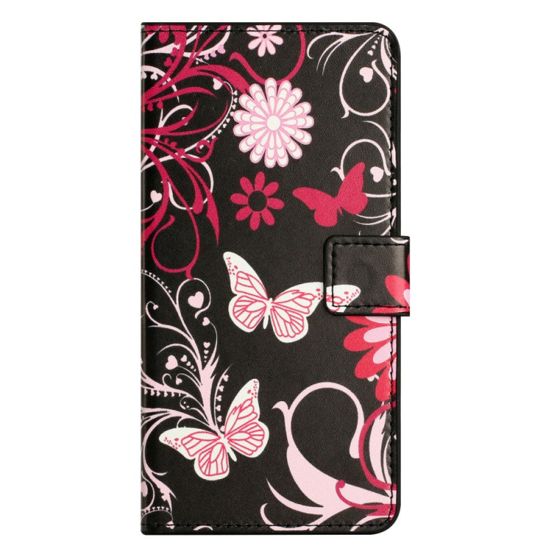 Funda Moto G56 5G Mariposas sobre fondo negro