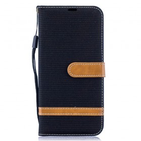 Funda de tela y efecto cuero para Samsung Galaxy A50 con colgante