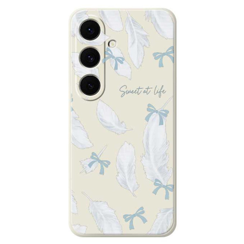 Funda de silicona Samsung Galaxy S25 FE Plumas blancas