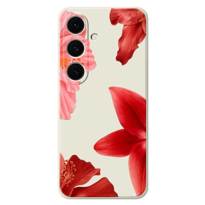 Samsung Galaxy S25 FE Funda de silicona Floral Rojo