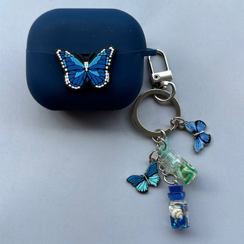Samsung Galaxy Buds3 Pro / Buds3 Funda Mariposa Azul con Colgante