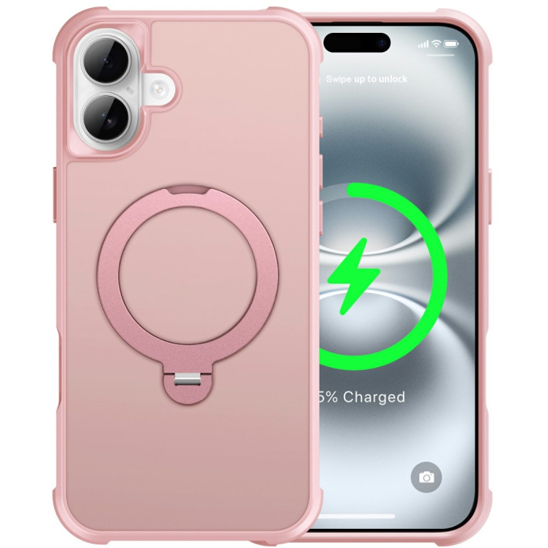 Funda con efecto metálico MagSafe para iPhone 16 con soporte anular