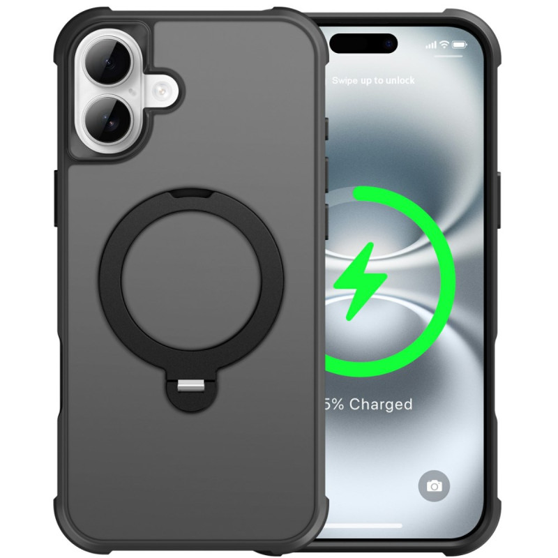 Funda con efecto metálico MagSafe para iPhone 16 con soporte anular
