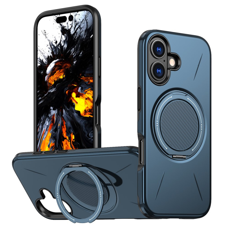 Funda MagSafe para iPhone 16 Plus con soporte giratorio de efecto metálico