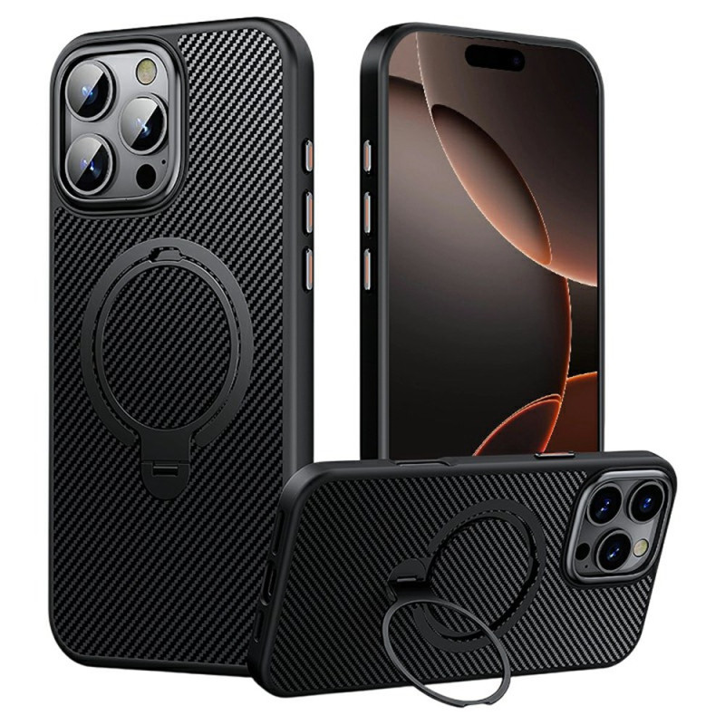 Funda MagSafe para iPhone 16 Pro Max con soporte de textura de fibra de carbono