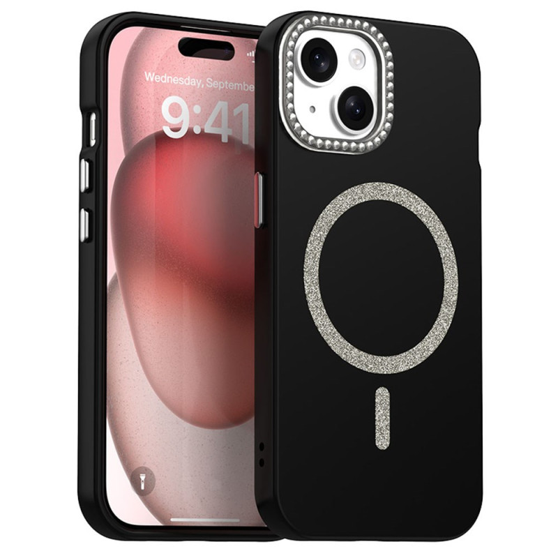 Funda híbrida MagSafe para iPhone 15 con strass