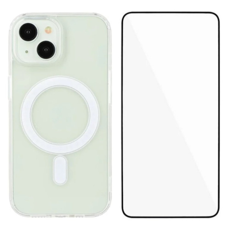 Funda MagSafe iPhone 15 con protector de pantalla de cristal templado