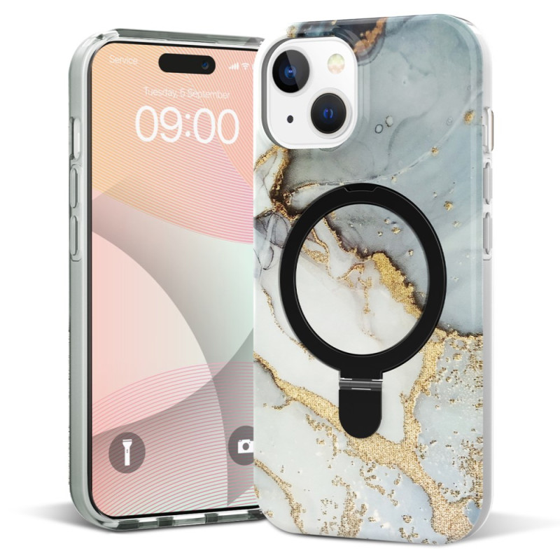 Funda MagSafe para iPhone 15 Plus con soporte de diseño de mármol