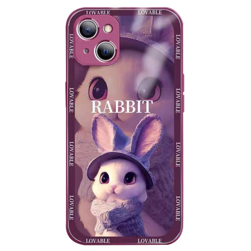 Funda de cristal templado con protección de lente de conejo para iPhone 15 Plus