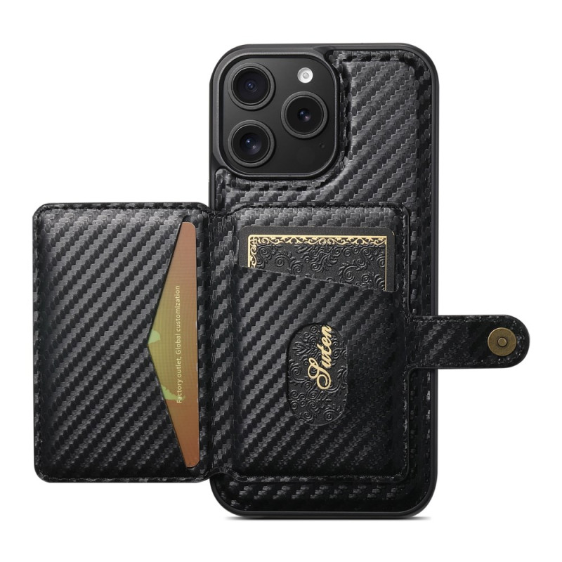 Funda MagSafe para iPhone 15 Pro Max con tarjetero de fibra de carbono