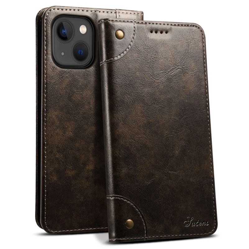 Flip Cover iPhone 14 MagSafe Cartera Efecto Vintage