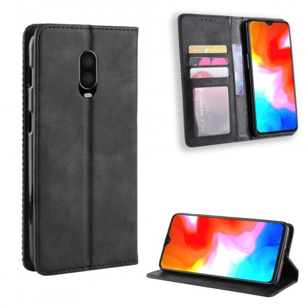 OnePlus 6T Vintage Leather Effect Flip Cover
