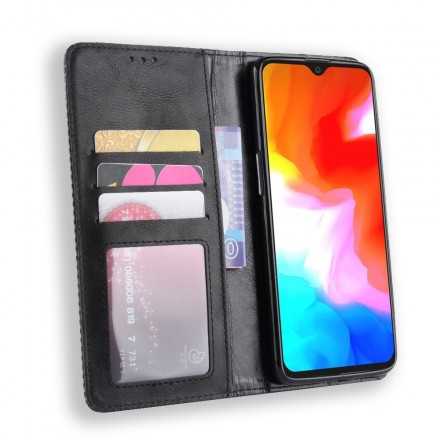 OnePlus 6T Vintage Leather Effect Flip Cover