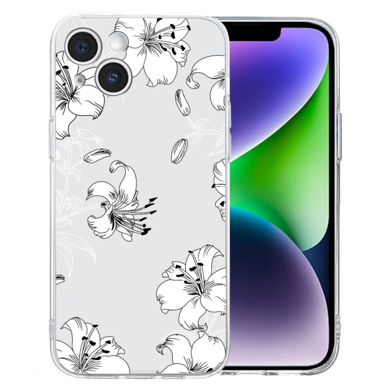 Funda iPhone 14 Diseño Floral Blanco