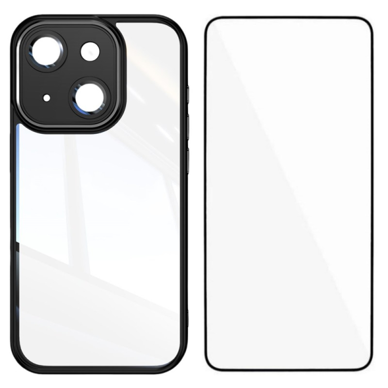 Funda de silicona transparente con protector de pantalla para iPhone 14