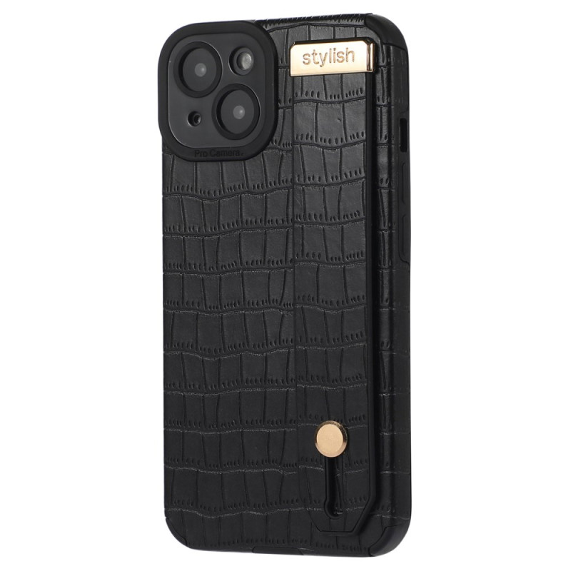 Funda iPhone 13 efecto cocodrilo con colgante
