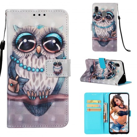 Funda de cordón para Samsung Galaxy A30 Miss Owl